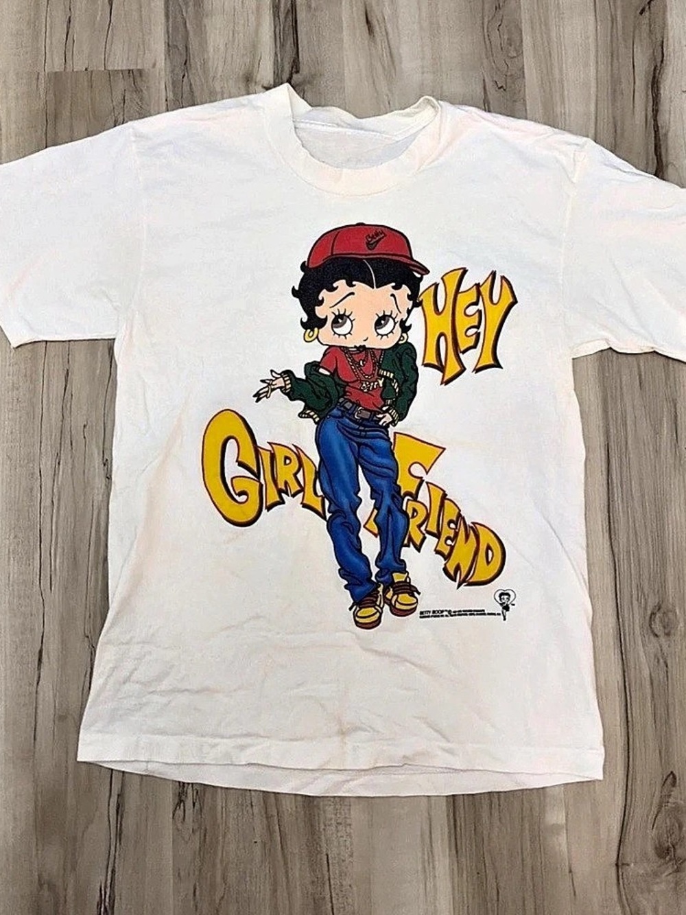 Gildan White Betty Boop Hey Girlfriend Graphic T-Shirt